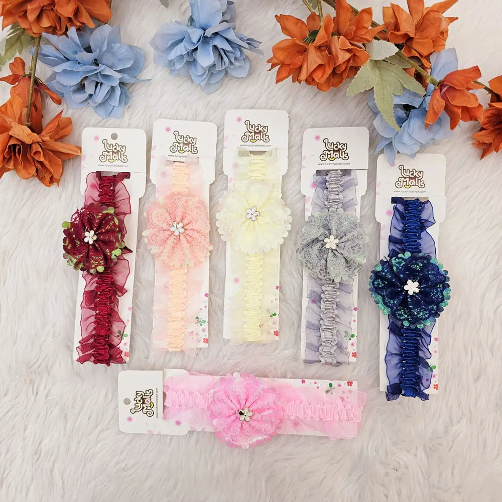 Multicolor Baby Girl Floral Designed Stretchable Headband(pack of 6)