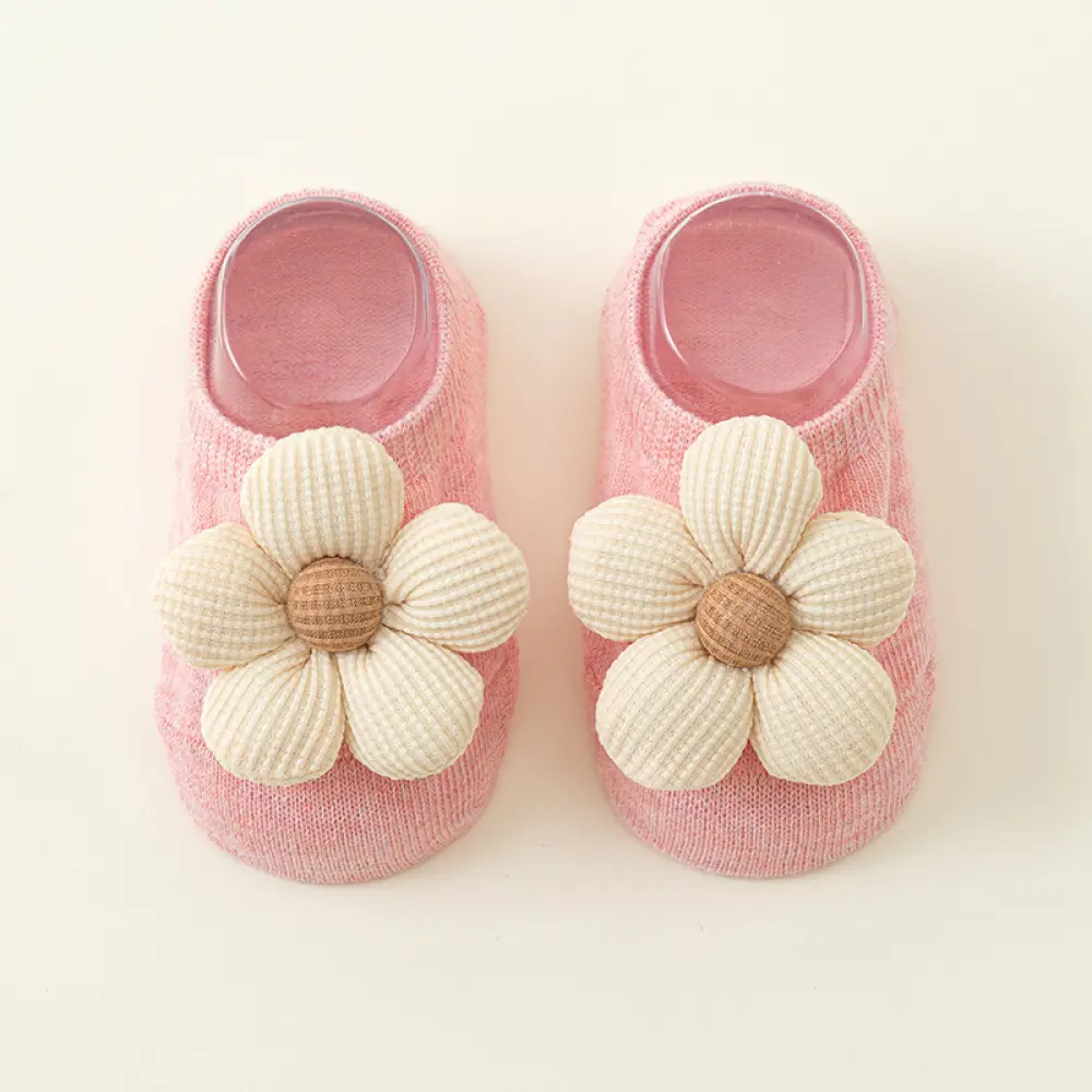 Non Slip Little Girls Cute Flowers Bowknot Cartoon Floor Baby Girls Ruffle Socks