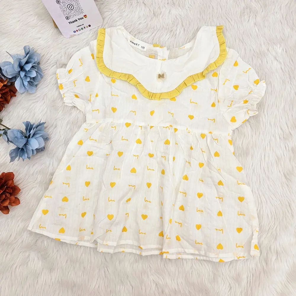 Puff Sleeve Cotton Frock For Baby Girl