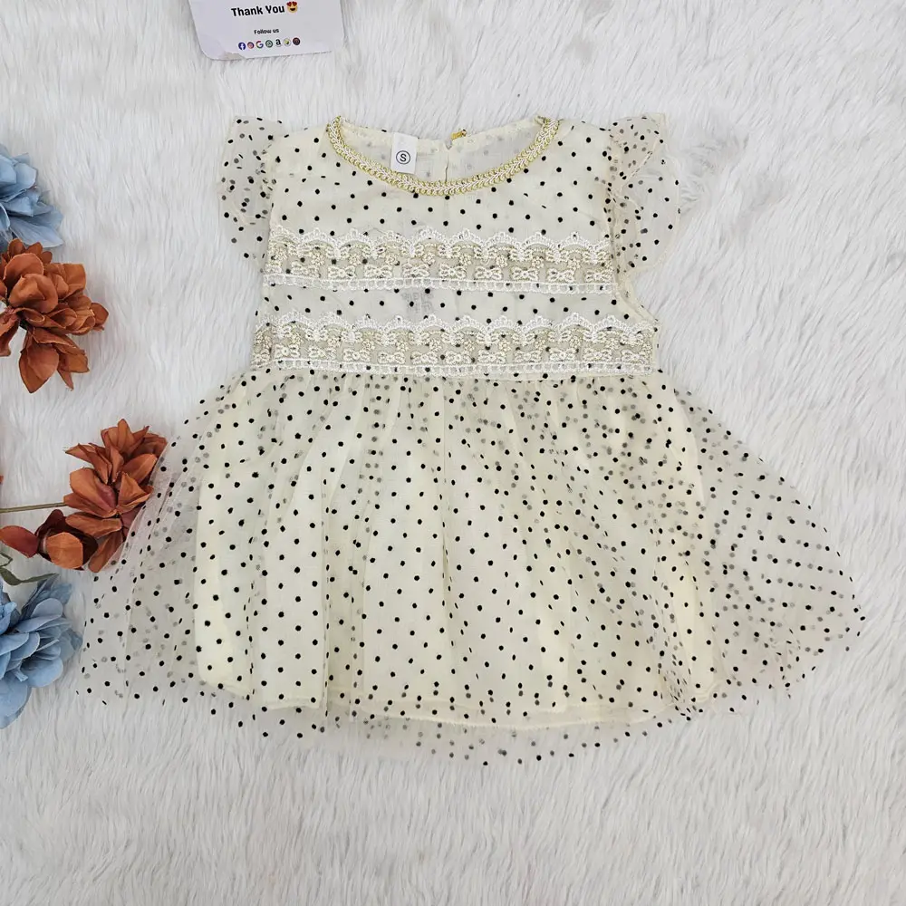 Puff Sleeve Polka Dot Frock For Baby Girl