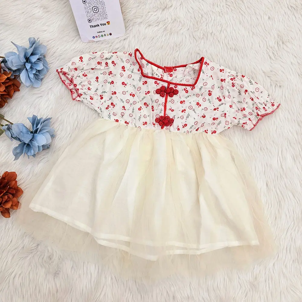 Puff Sleeve Printed Frock For Baby Girl