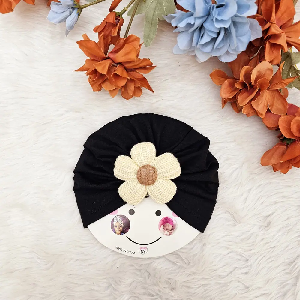 Soft Nylon Baby Girl Turban With Flower (3)