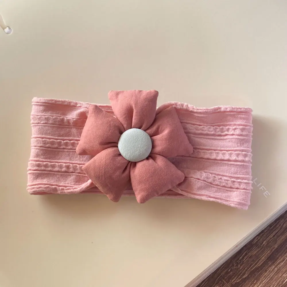 Stretchable Solid Color Flower Headband (5)