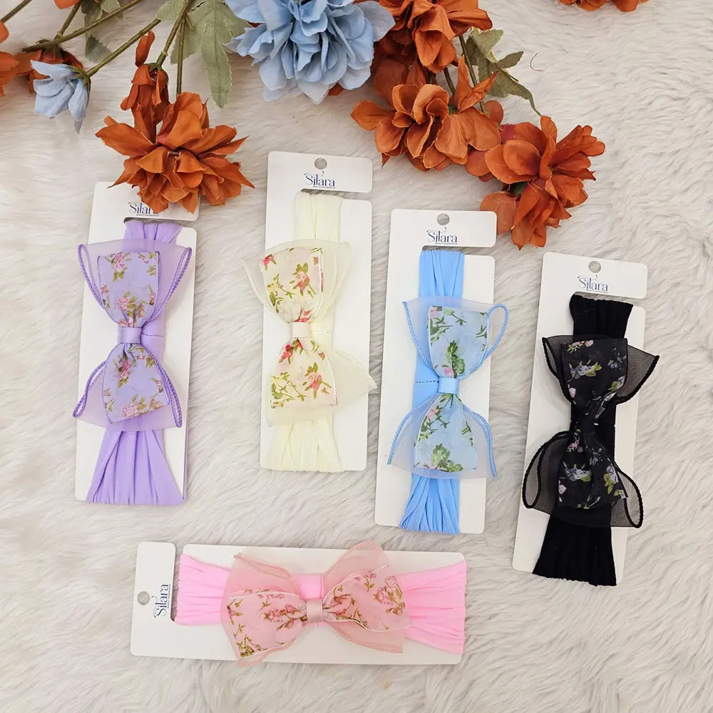 Stylish Printed Stretchable And Colorful Bow (6)