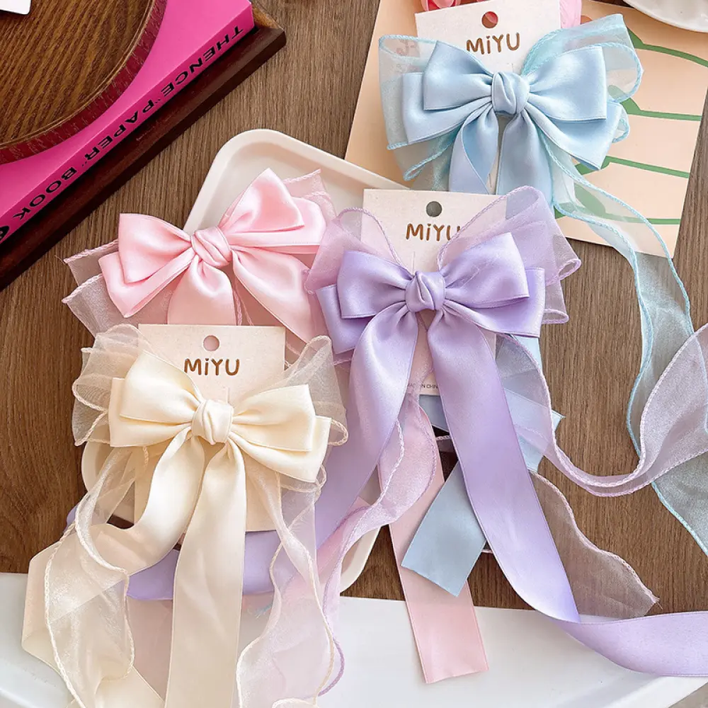 Sweet Bowknot Hairpin Candy Color Girl Ribbon Hair Bow Clips