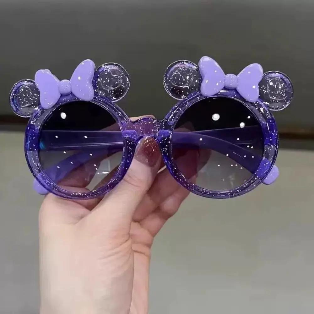 kids Blue Glitter Sunglasses Minnie Mouse Ears And Bows Design 2