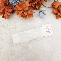 2 Baby Girls Headbands White Stretchy Knitted Bow with Wide Edge Newborn Toddler Hair Bands 