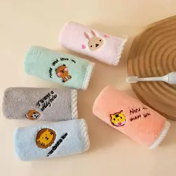 Baby Coral Velvet Baby Comforter Towel Small Wash Cloth Face Towel for Babypack of 4