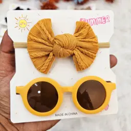 Baby Girls Cotton Turban Wrap Headbands And Googles (9)