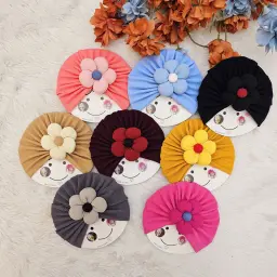 Baby Turban Hat with a Flower Design For Toddlers (8)
