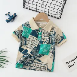 Boy's Alphabet Pattern Printed T-Shirt