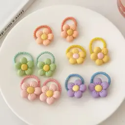 Children Cute Candy Color Small Mini Thumb Hair Ties Set 2