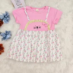 Floral Print Short Sleeve Cotton Frock