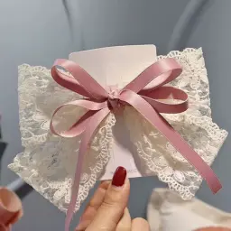 Girl Hair Clips Plaid Lace Bow Ribbon Kids Hairpin 2