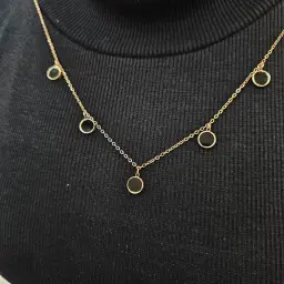 Gold Plated Coin Necklace With Black Circular Charms (2)