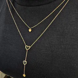 Gold plated Layered Heart Necklace