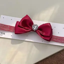 Heart shaped Rhinestone Bow Headband For Kids 2