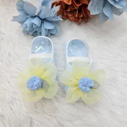 Infant Girls Cotton Soft Mesh Flower Accent Ankle Length