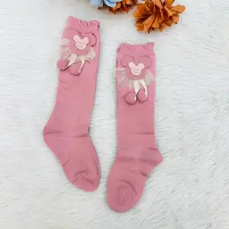Knee High Socks For Girls Featuring A Decorative Ruffle And Catoon Design 5