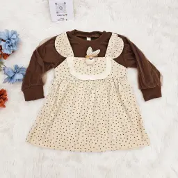 Long Ruffled Sleeve Infant Baby Girl Polka Dot Frock