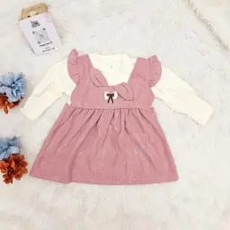 Long Ruffled Sleeve Infant Baby Girls Bowknot Frock
