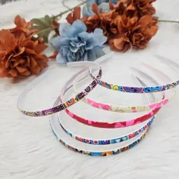 Multi Color 3D Design Plastic Head Bands(pack of 6)