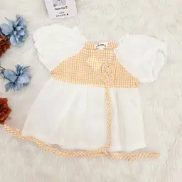 Popcorn Material Puff Sleeve Round Neck Baby Frock