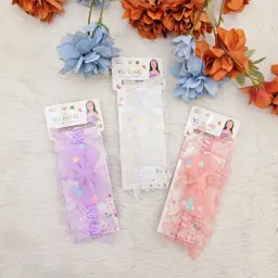 Random Color Floral Printed Bow Headband (Pack of 3)