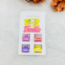 Set Of Handmade BarPPbie Themed Hair Clips And Mini Claw Clutches