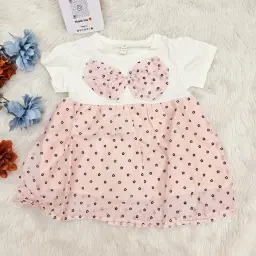 Short Sleeve Round Neck Frock For Baby Girl