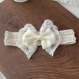 Soft Cotton Lace Bow Headbands with High Stretch for Kids