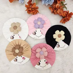 Soft Nylon Baby Girl Turban With Flower