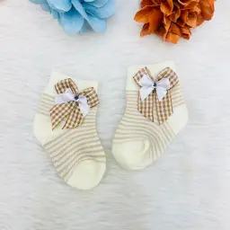 Stretchable striped baby ankle socks with Bow Design 2