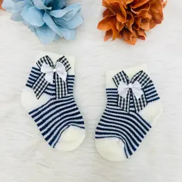 Stretchable striped baby ankle socks with Bow Design 3