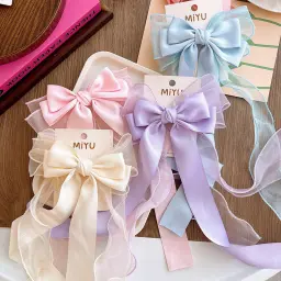 Sweet Bowknot Hairpin Candy Color Girl Ribbon Hair Bow Clips